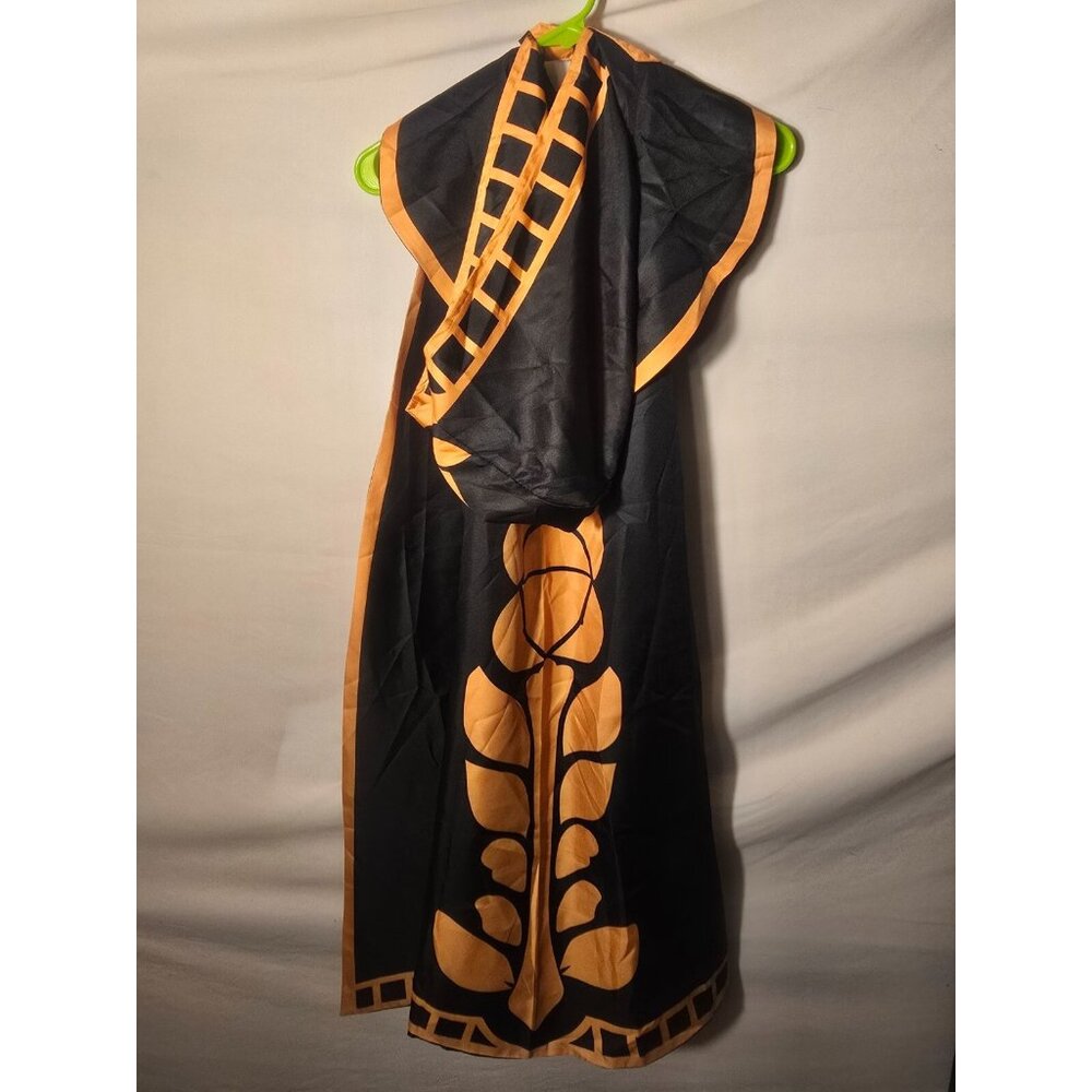 New Cosplay Cape Anime Black Hooded Cloak Gold Costume Dress Up Dark Fairy Witch